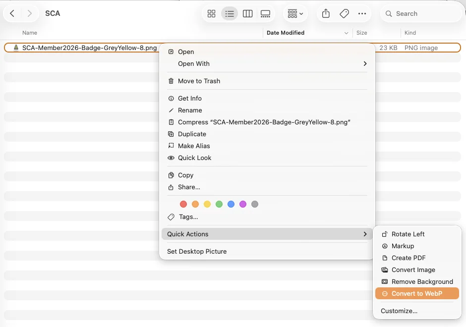 How to Add a MacOS Finder Quick Action to Convert Images to WebP Easily